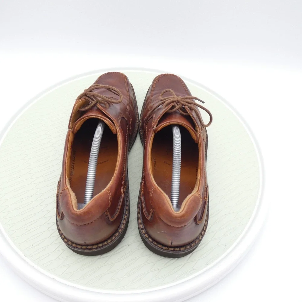 Ecco Helsinki Mens US 12-12.5 Dress Shoes Brown Leather Apron Toe Lace Up Oxford - Picture 5 of 10